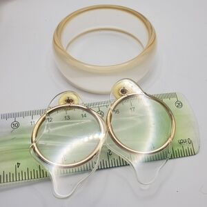 Vintage Lucite Bangle and Hoop Drop Earrings Mod Pop 60s Geometric Funky Chunky